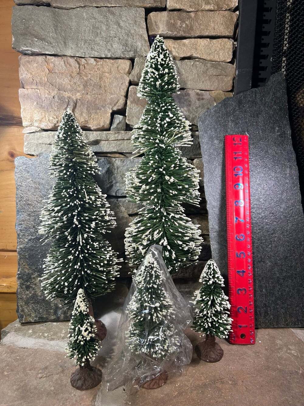Dept 56 Frosted Christmas Trees Winter Pine Trees different sizes 17” tallest